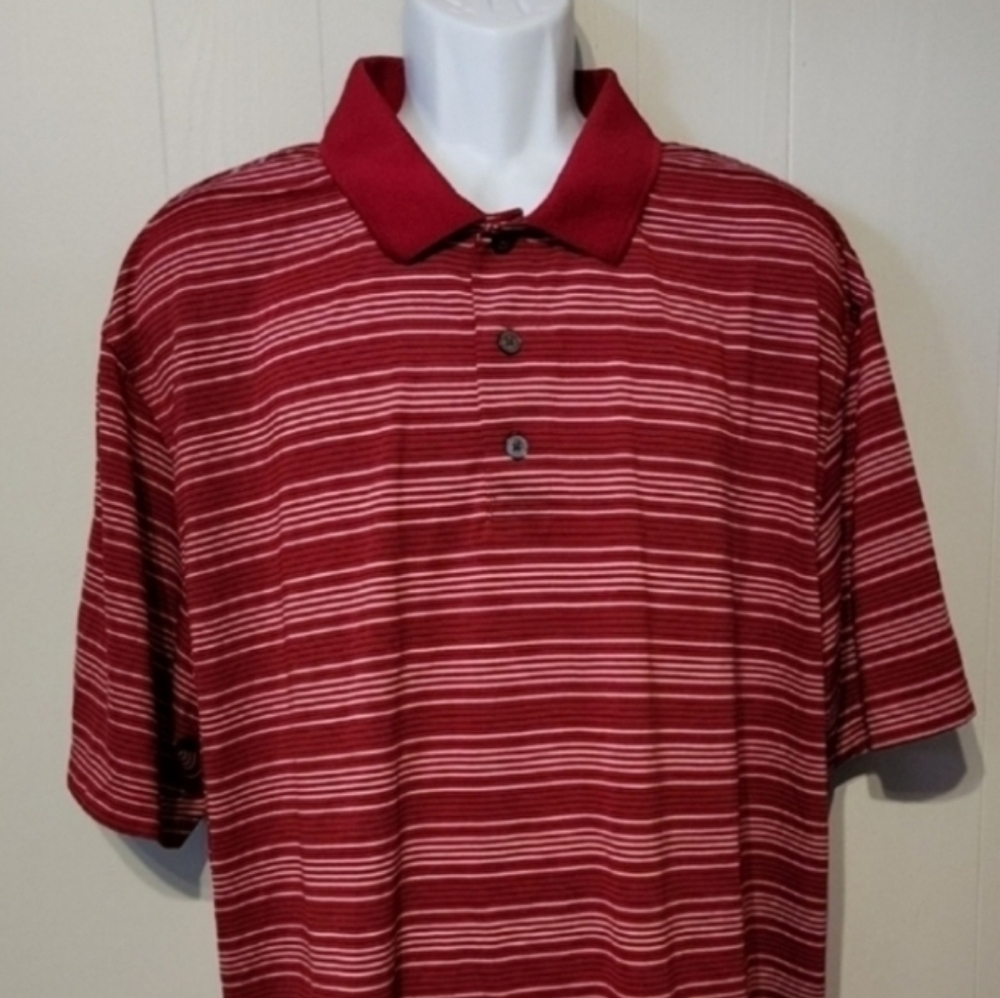 Reebok Golf Polo 2XL Red Pinstripe Play Dry Lightweight Performance A547